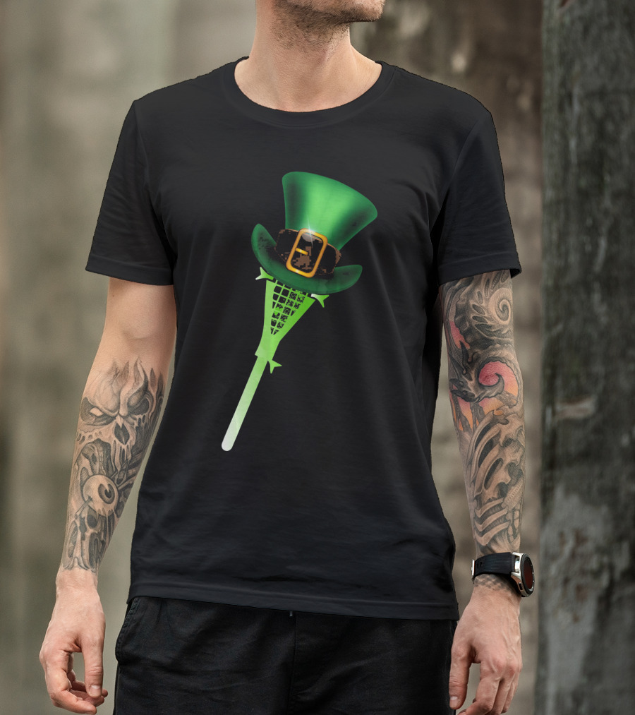 Leprechaun Shamrock Lacrosse Hat St Patricks T-Shirt
