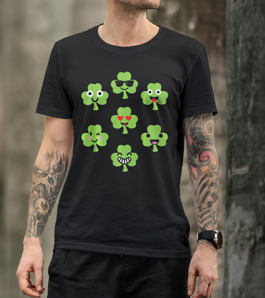 Emoji Shamrock Faces Lucky St. Patrick's Day T-Shirt