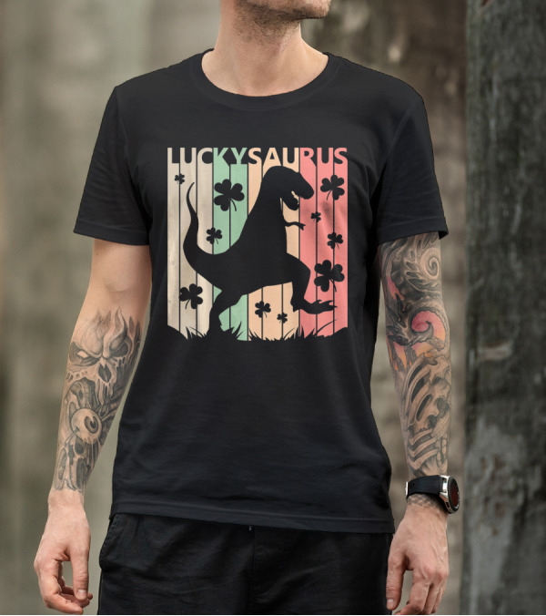 Luckysaurus Dinosaur St Patrick's Day Clover Trend T-Shirt