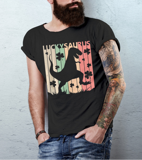 Luckysaurus Dinosaur St Patrick's Day Clover Trend T-Shirt