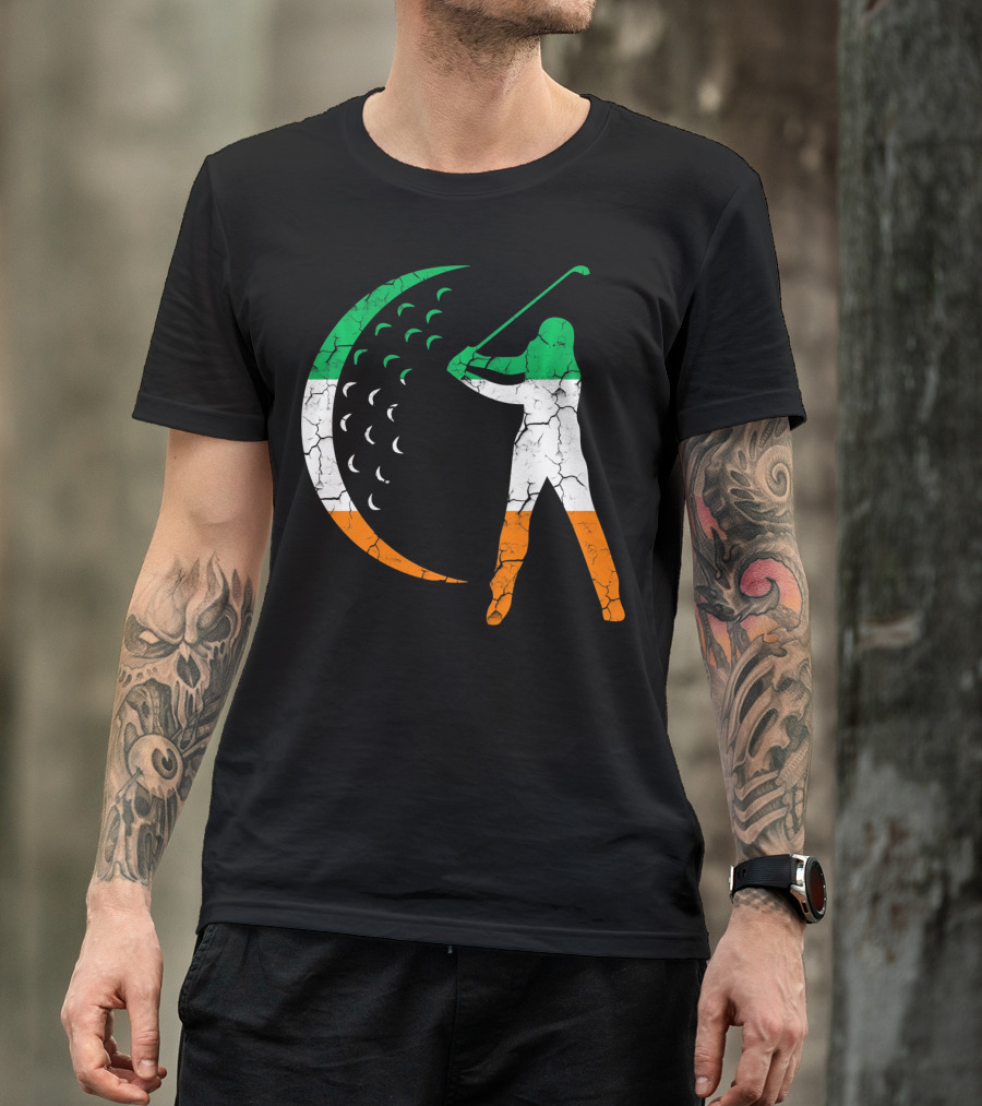 Irish Golf Swing With Ireland Flag Colors T-Shirt