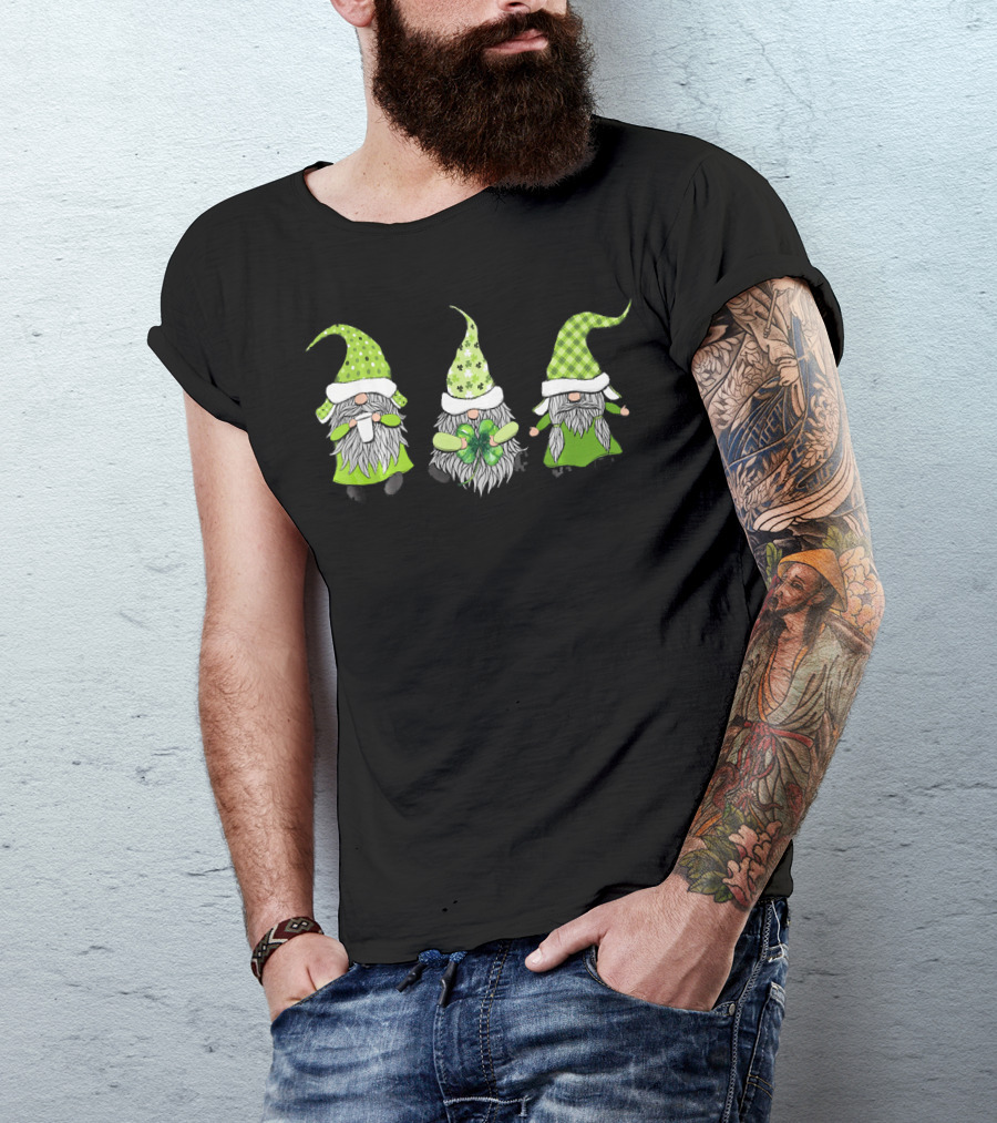 Funny Green Leprechaun Gnome Trio Tomte T-Shirt