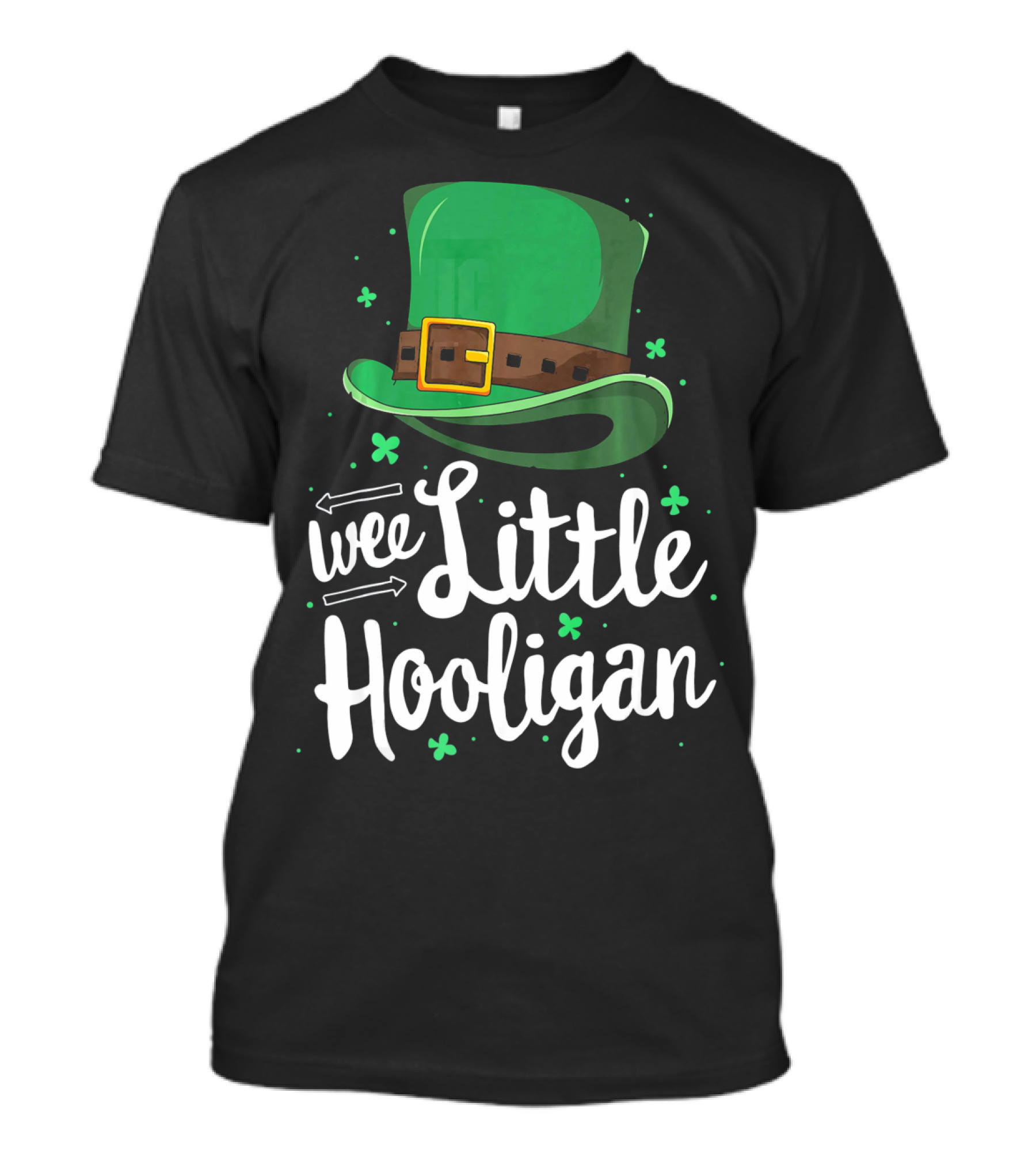 Wee Little Hooligan St Patricks Shamrock Green Top Hat T-Shirt
