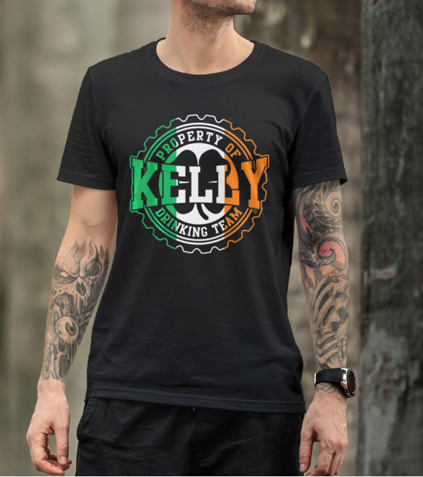 Property Of Kelly Drinking Team Irish Flag Colors T-Shirt