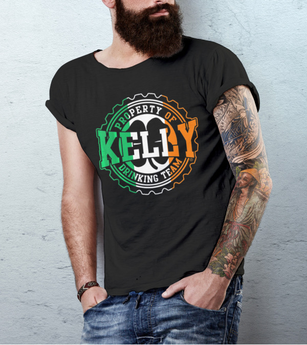 Property Of Kelly Drinking Team Irish Flag Colors T-Shirt