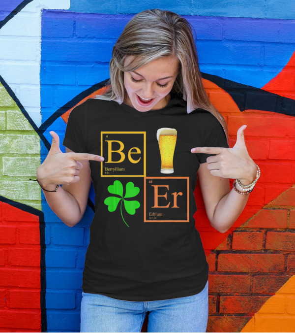 Beer Elements Beryllium Erbium Shamrock Glass T-Shirt