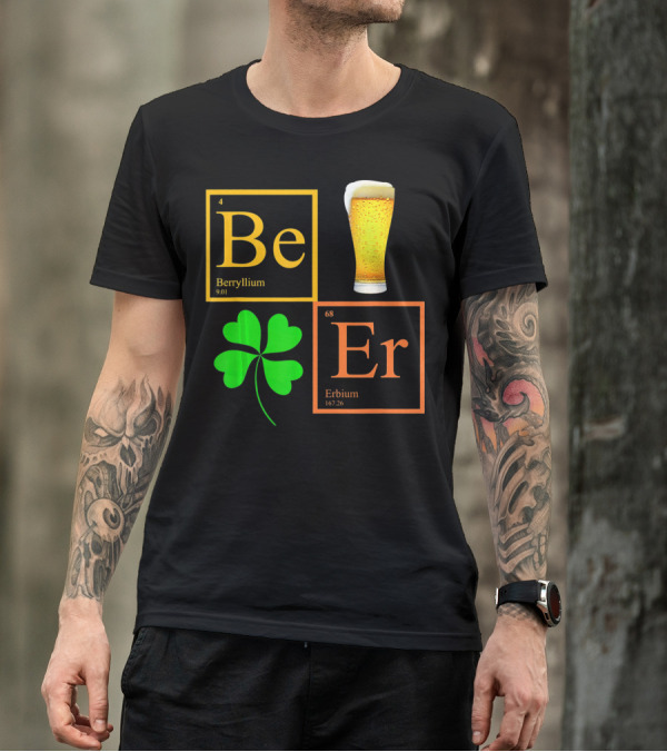 Beer Elements Beryllium Erbium Shamrock Glass T-Shirt