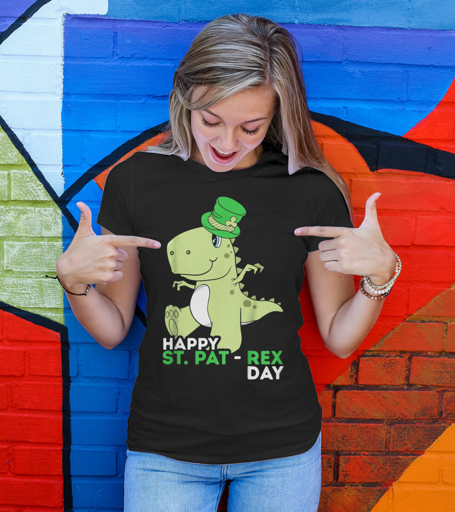 Happy St. Pat Rex Day Kids Girls Boy T-Shirt