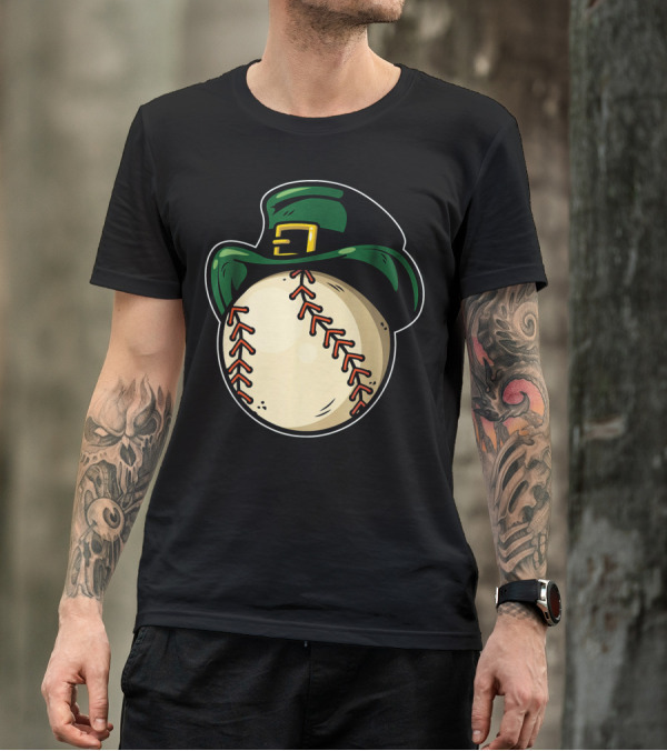 St Patricks Day Baseball With Green Hat Patric T-Shirt