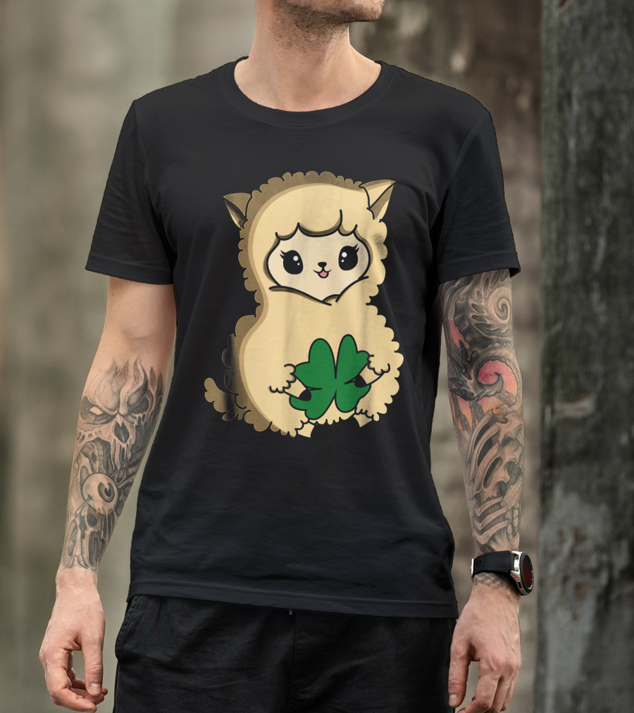 Cute Funny Irish Clover Llama For St. Patrick's Day T-Shirt
