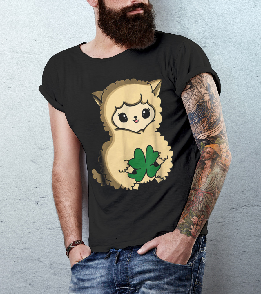 Cute Funny Irish Clover Llama For St. Patrick's Day T-Shirt