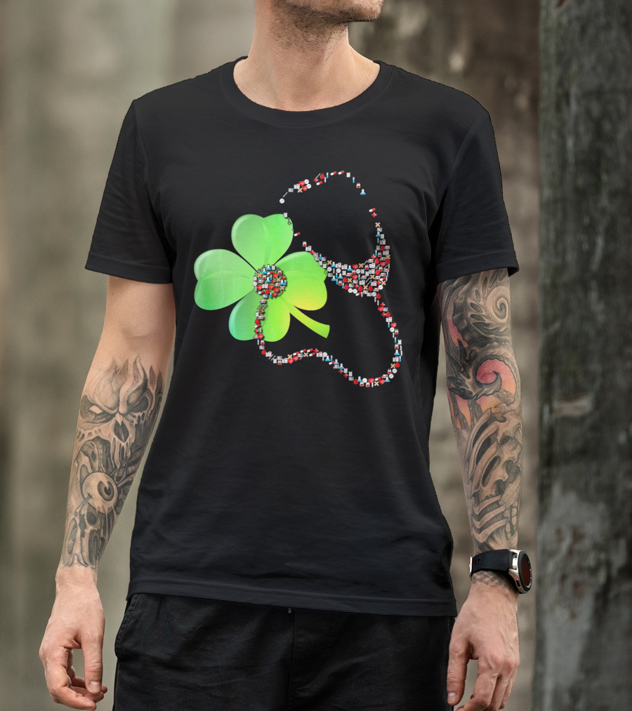Shamrock Saint Patrick's Day Nurse Stethoscope Emoji Icons T-Shirt