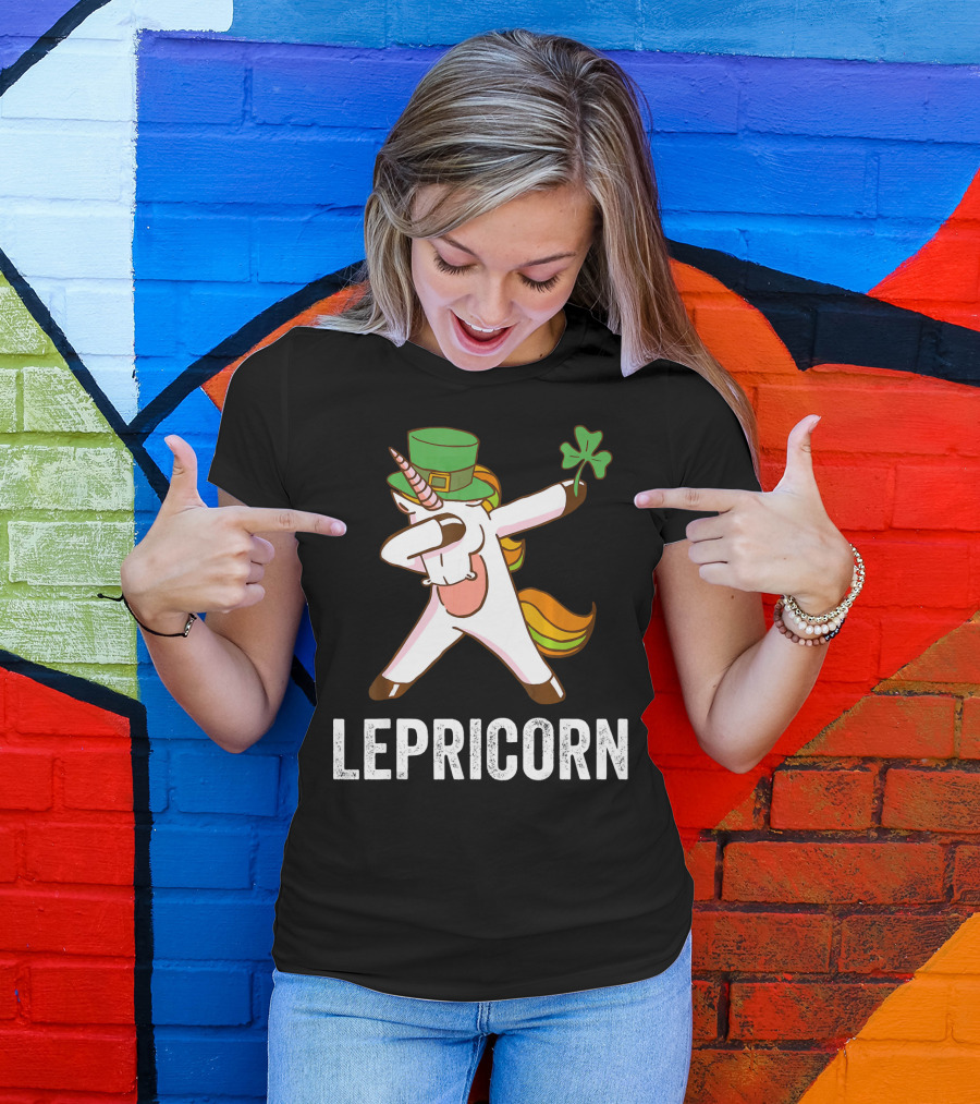 Irish Leprechaun Unicorn Dabbing Lepricorn Shamrock T-Shirt