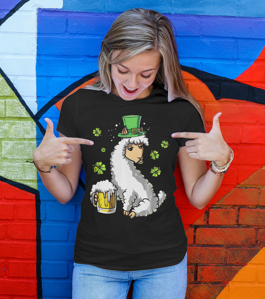 Leprechaun Sheep With Beer And Shamrocks T-Shirt
