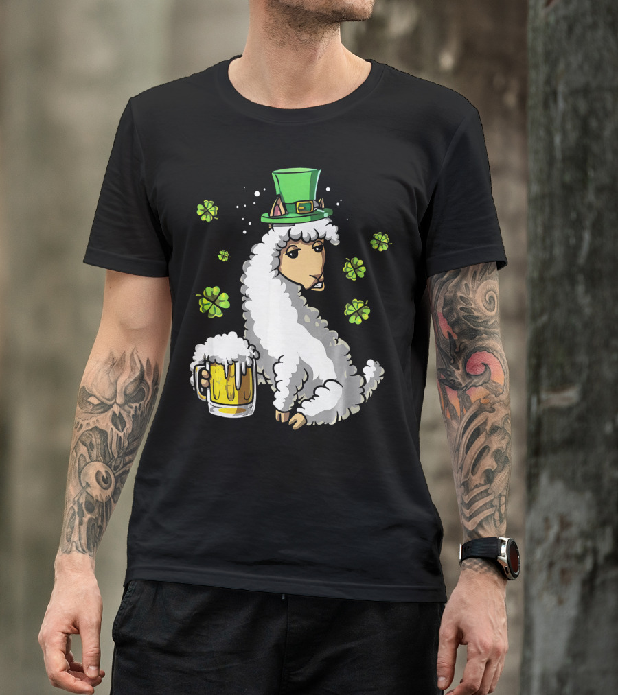 Leprechaun Sheep With Beer And Shamrocks T-Shirt