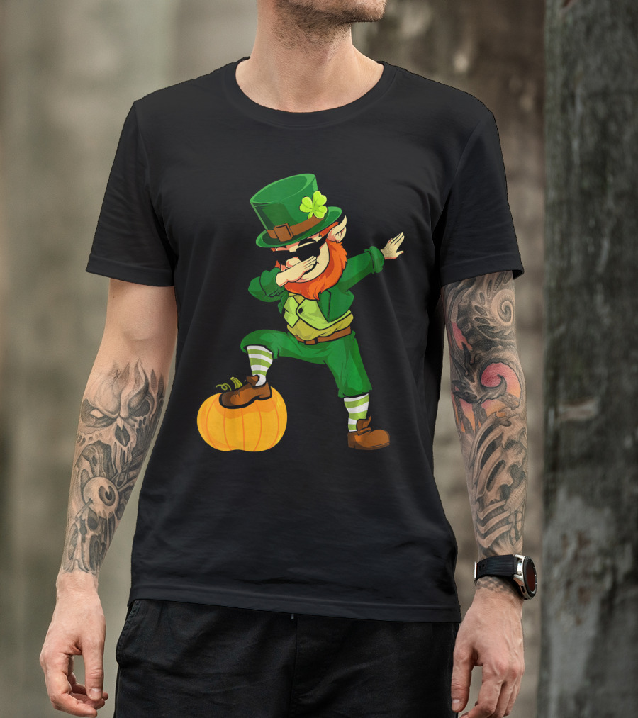Thanksgiving Leprechaun Dabbing With Pumpkin T-Shirt