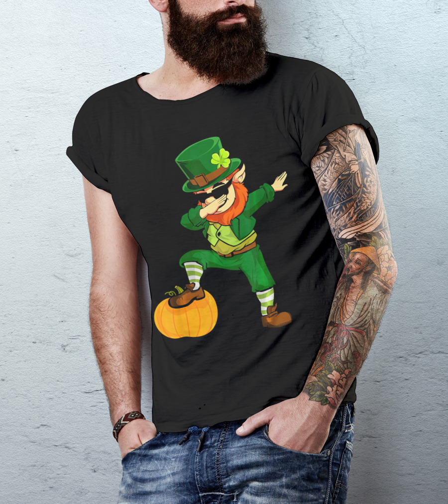 Thanksgiving Leprechaun Dabbing With Pumpkin T-Shirt