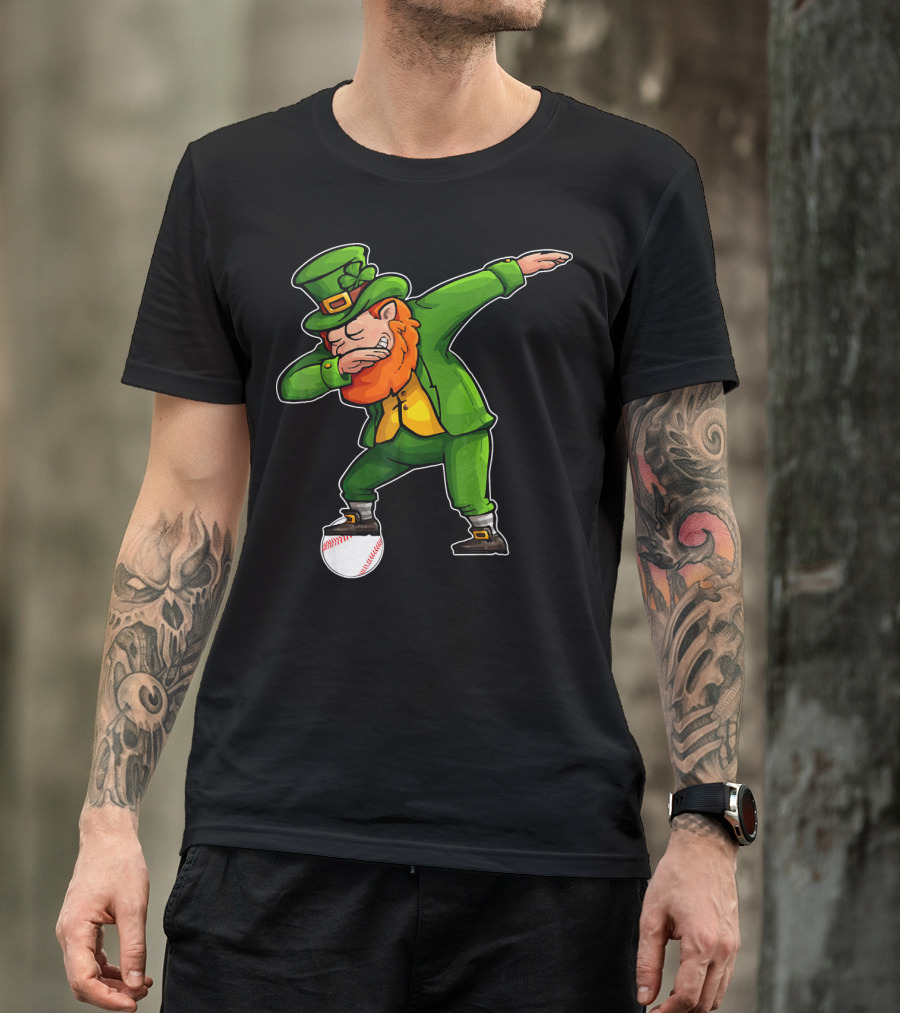 Dabbing Leprechaun On Baseball St Patricks T-Shirt