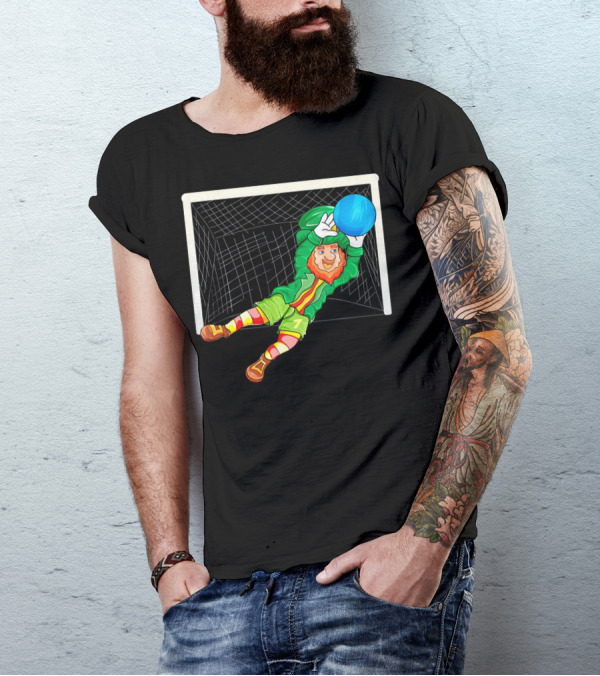 Football Soccer Keeper Leprechaun St Patrick's Goal Save T-Shirt