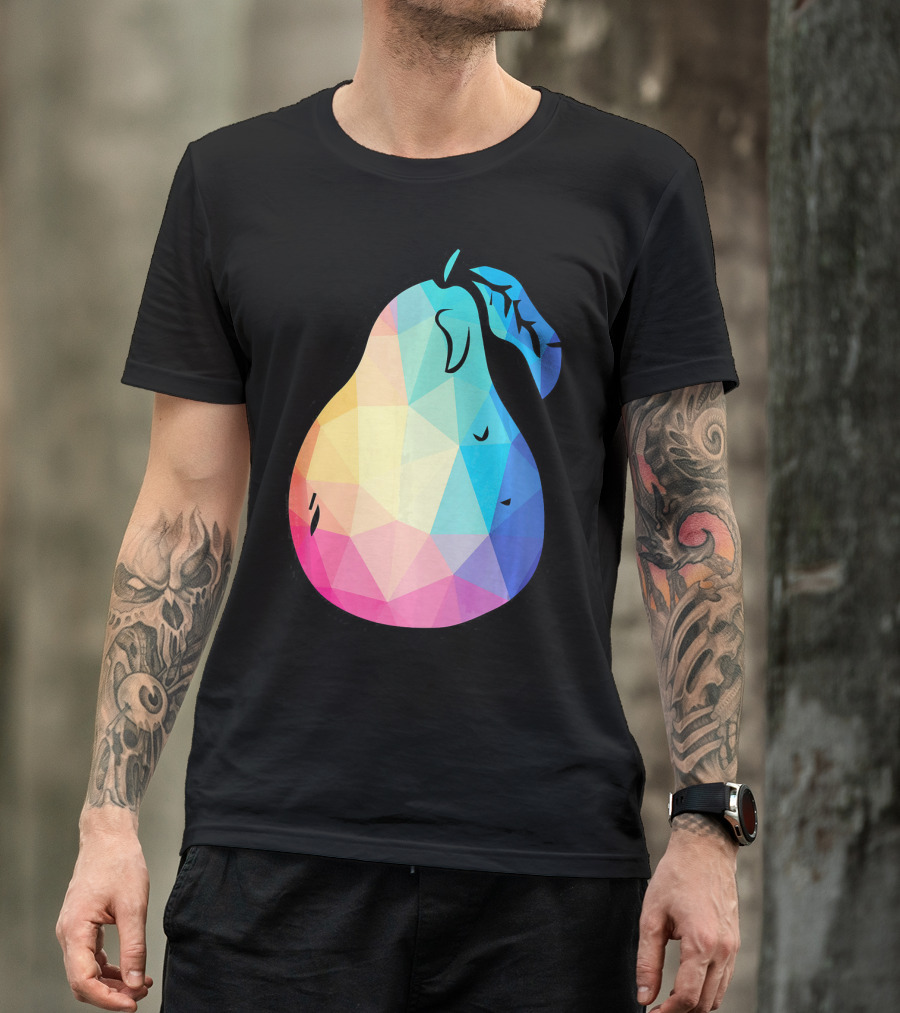 Low Poly Pear Vegetarian And Fru Geometric Colorful Polygon T-Shirt