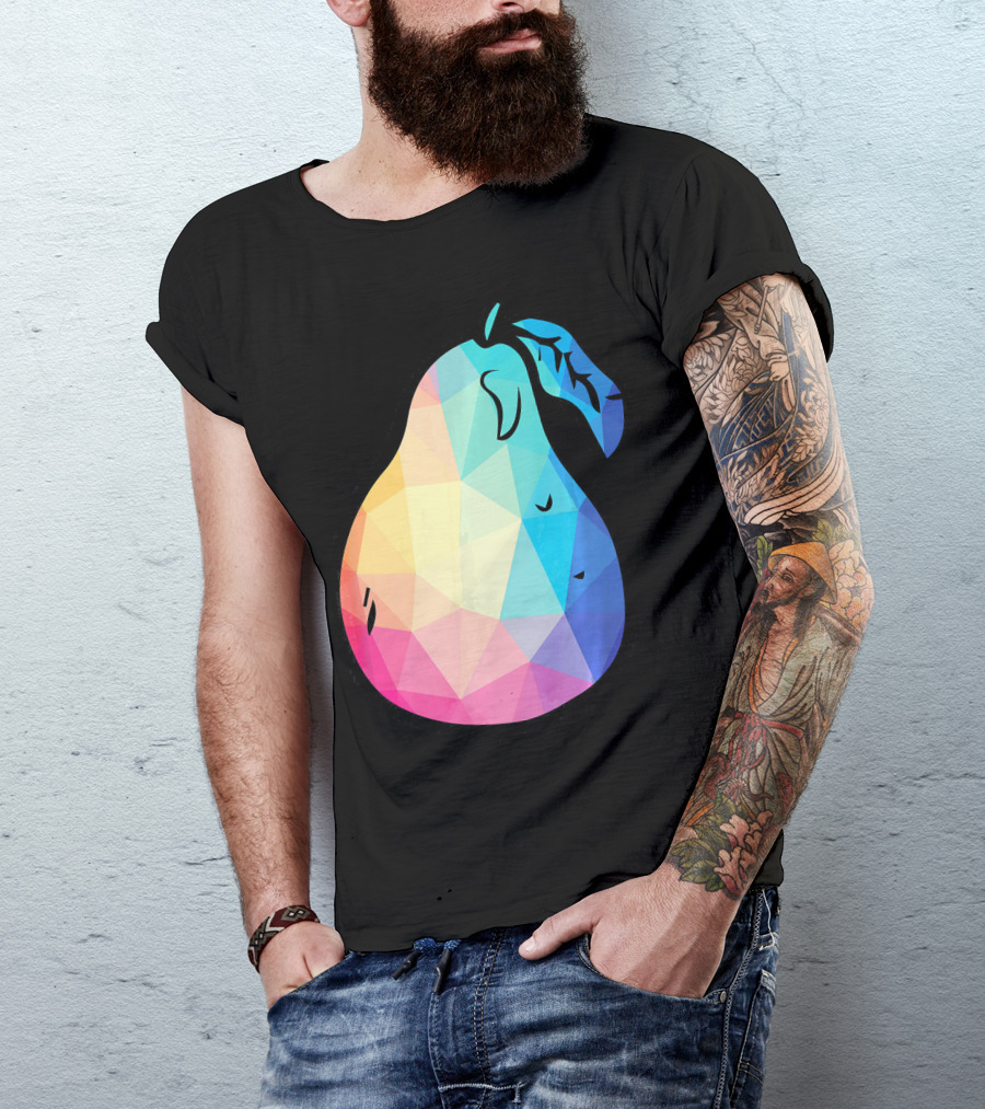 Low Poly Pear Vegetarian And Fru Geometric Colorful Polygon T-Shirt
