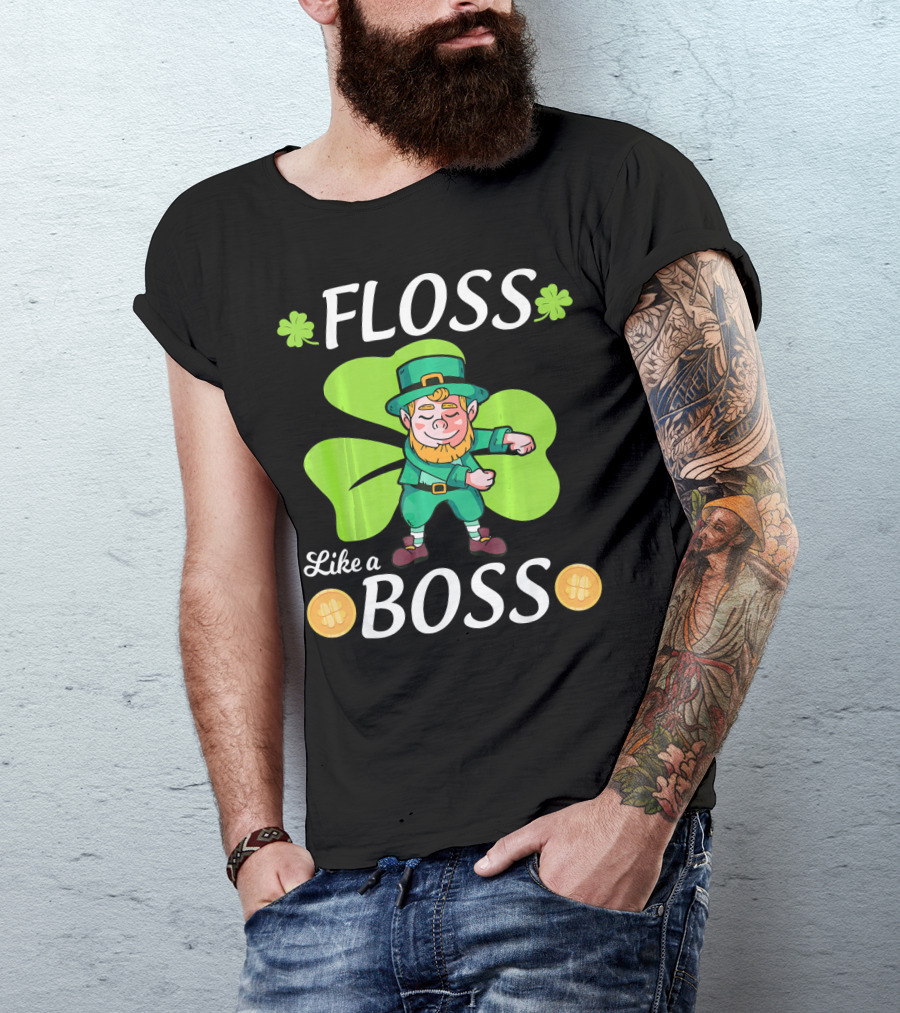 Floss Like A Boss Leprechaun Shamrock Coins T-Shirt