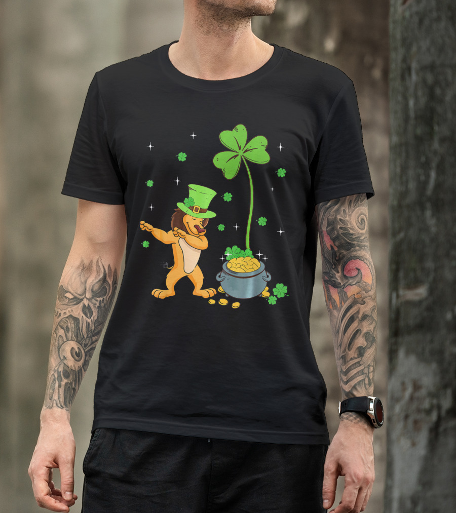 Shamrock Leprechaun Lion Pot Of Gold Clover Dance T-Shirt