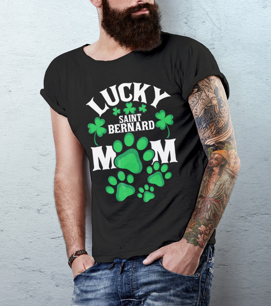 Lucky Saint Bernard Mom St. Patrick's Day T-Shirt