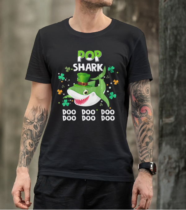 POP SHARK St. Patrick Day Doo Doo Doo Shamrock T-Shirt
