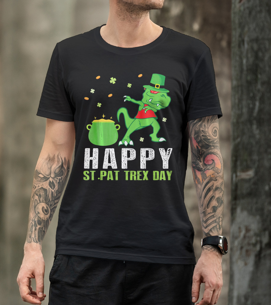 Hap St. Pat T-Rex Day Dinosaur Leprechaun Dab Spot Of Gold T-Shirt
