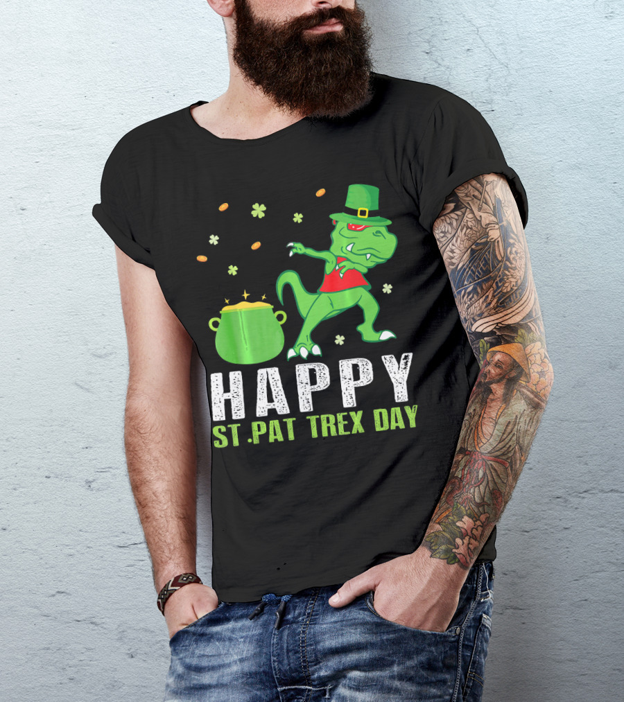 Hap St. Pat T-Rex Day Dinosaur Leprechaun Dab Spot Of Gold T-Shirt