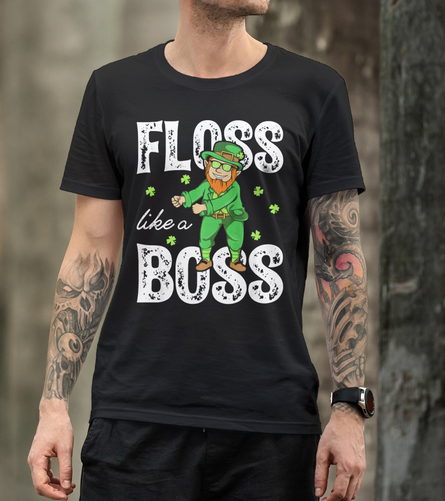 Floss Like A Boss Leprechaun Shamrock Irish T-Shirt