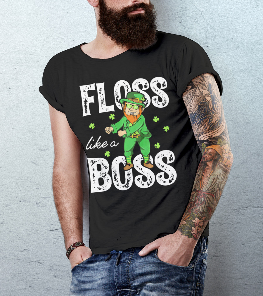Floss Like A Boss Leprechaun Shamrock Irish T-Shirt