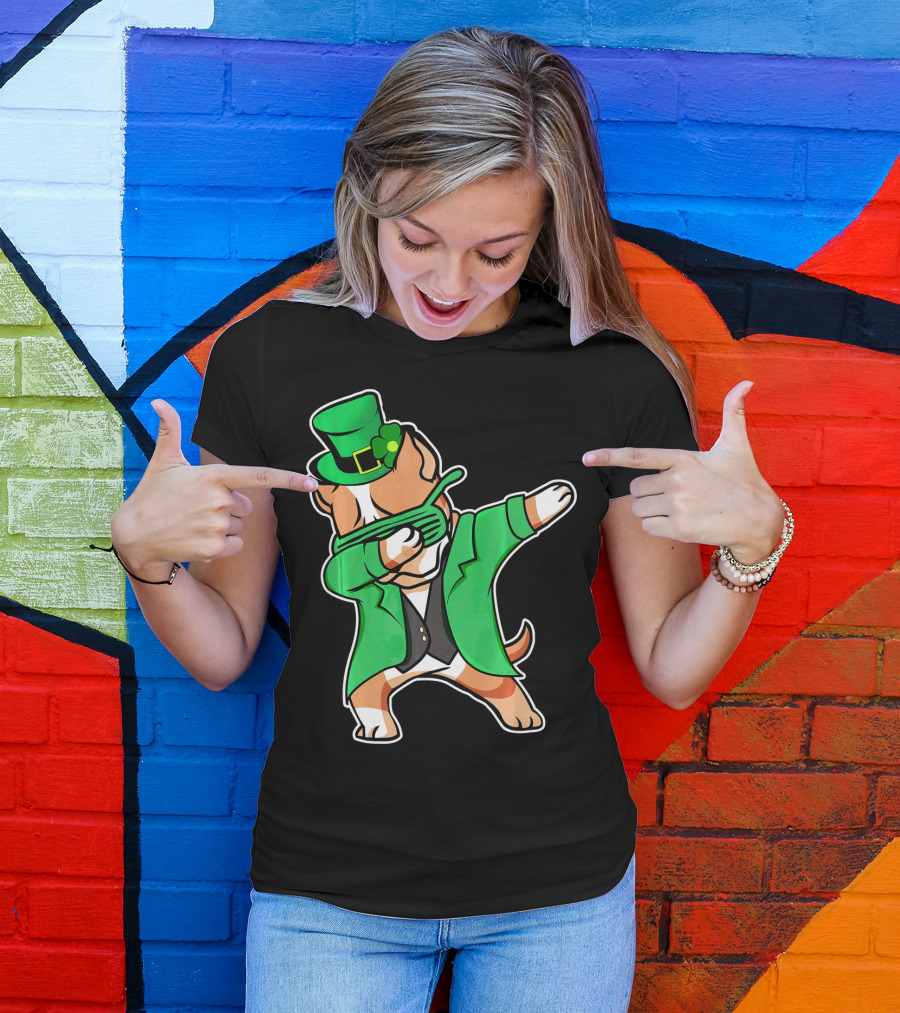 Dabbing Pitbull Leprechaun St. Patrick's Day T-Shirt