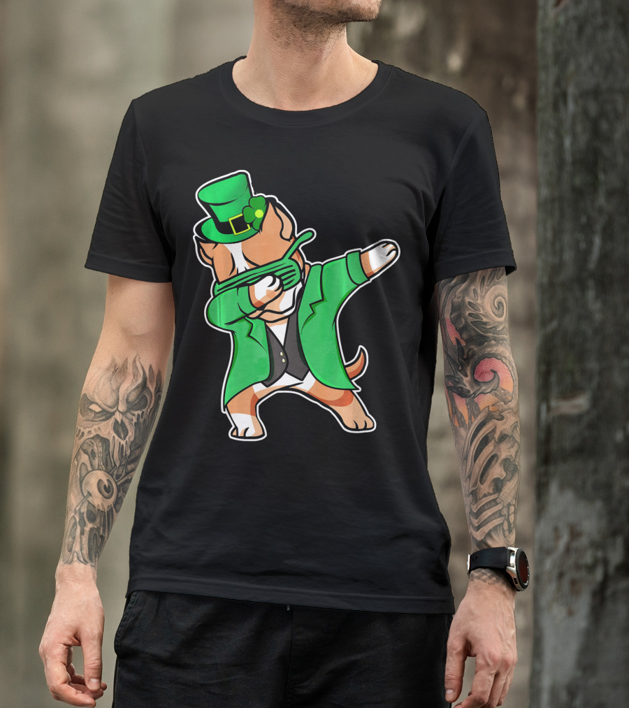 Dabbing Pitbull Leprechaun St. Patrick's Day T-Shirt