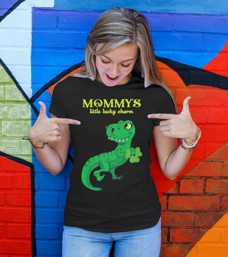 Mommy's Little Lucky Charm Dinosaur Kids St Patrick's Day T-Shirt