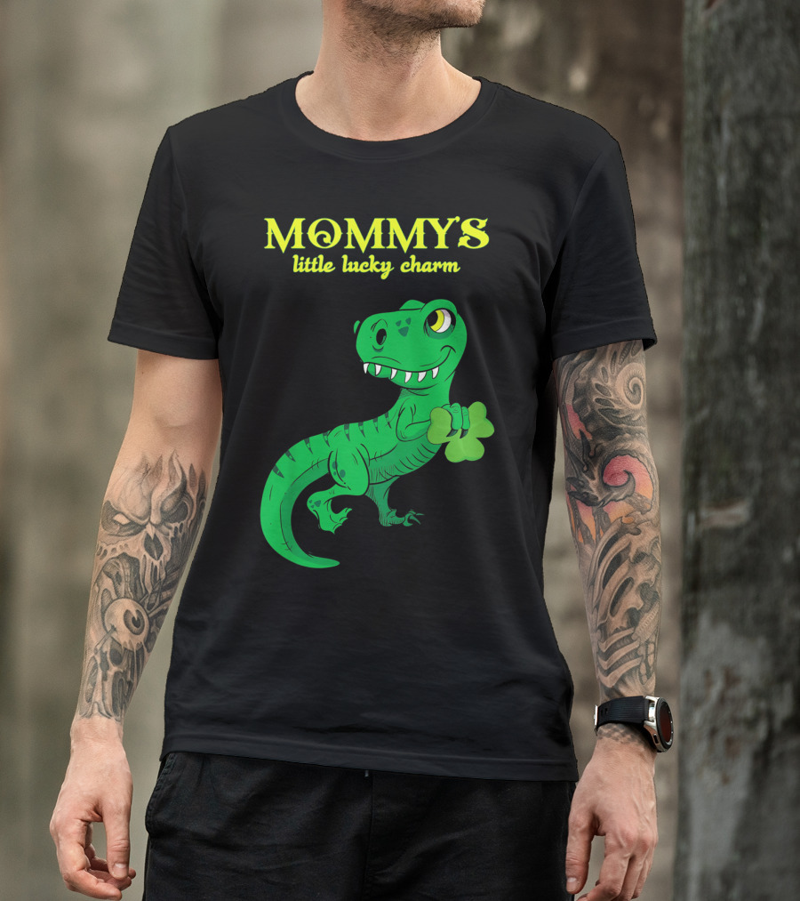 Mommy's Little Lucky Charm Dinosaur Kids St Patrick's Day T-Shirt