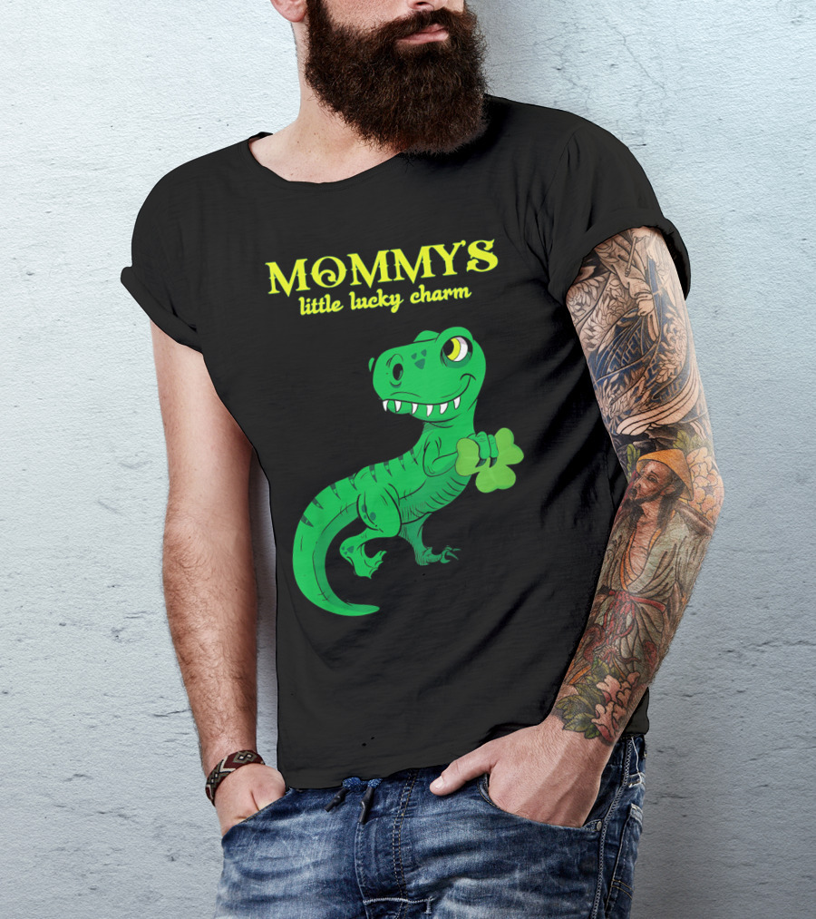 Mommy's Little Lucky Charm Dinosaur Kids St Patrick's Day T-Shirt