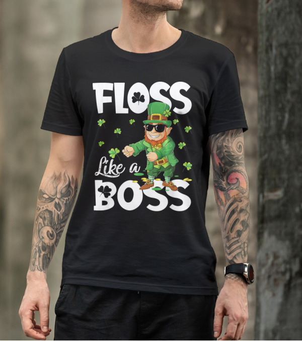 Floss Like A Boss Dancing Leprechaun With Shamrocks T-Shirt
