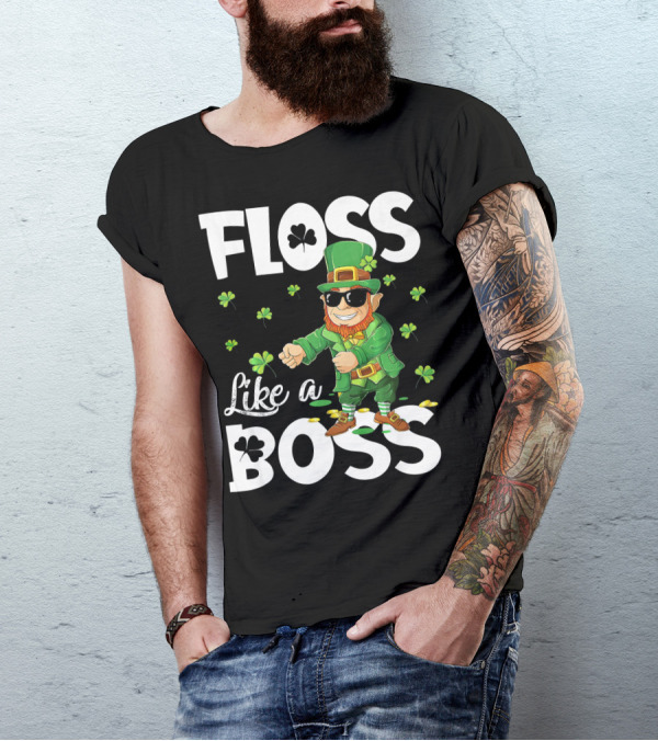 Floss Like A Boss Dancing Leprechaun With Shamrocks T-Shirt