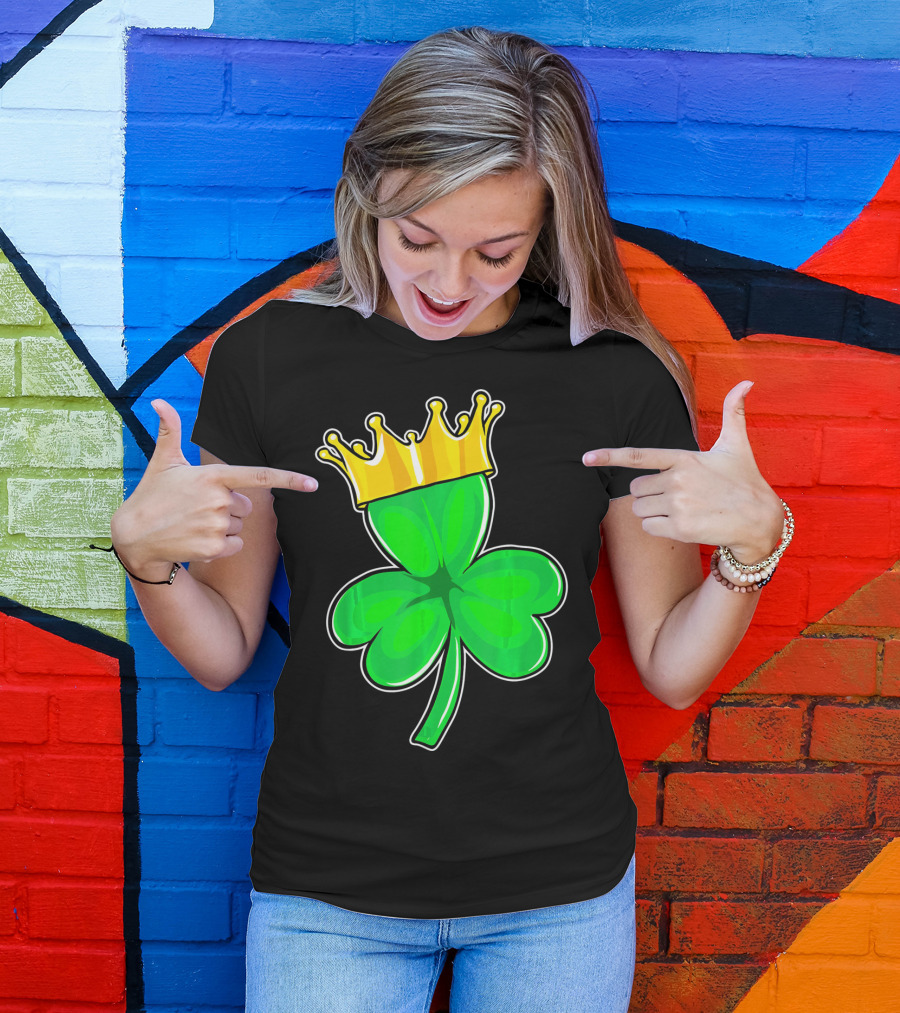 Four Leaf Clover King With Crown Of Luck T-Shirt