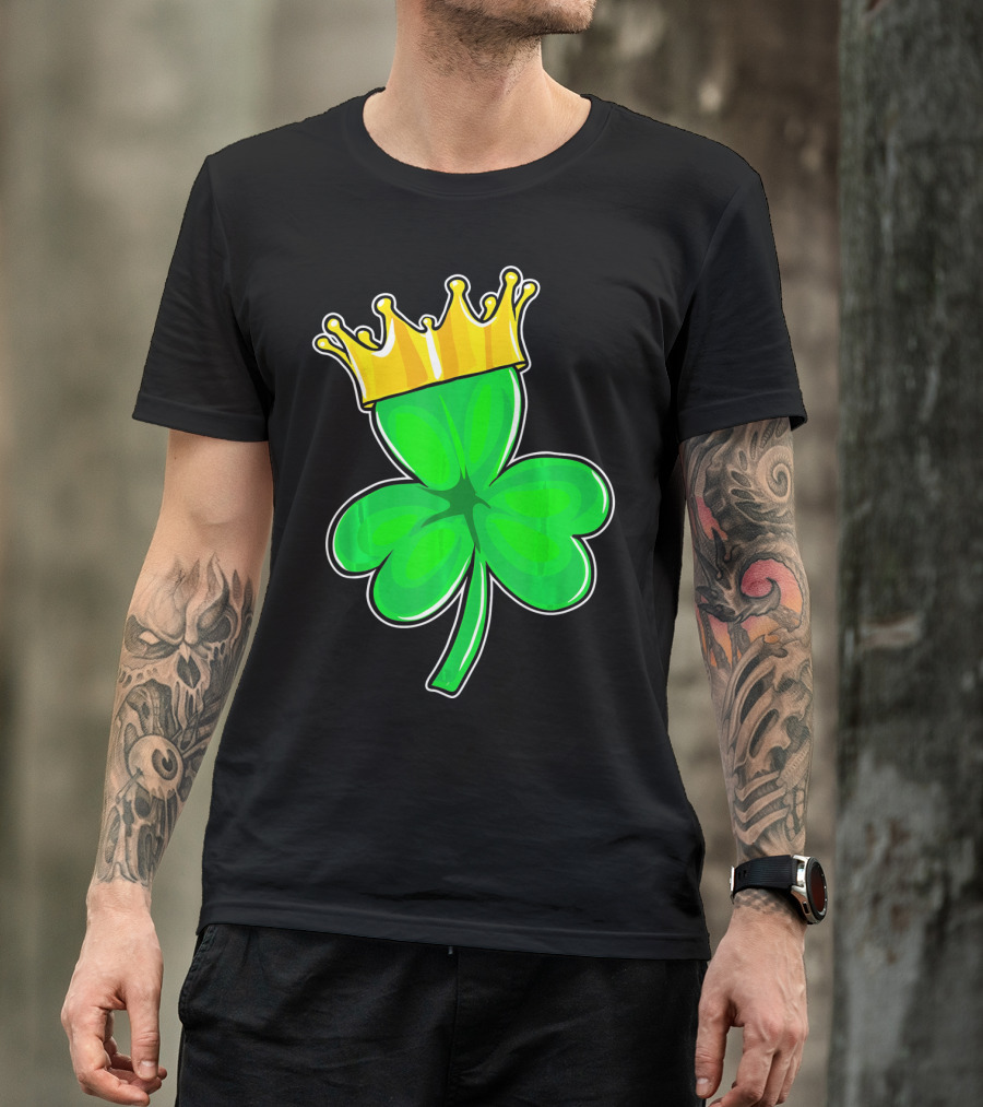 Four Leaf Clover King With Crown Of Luck T-Shirt