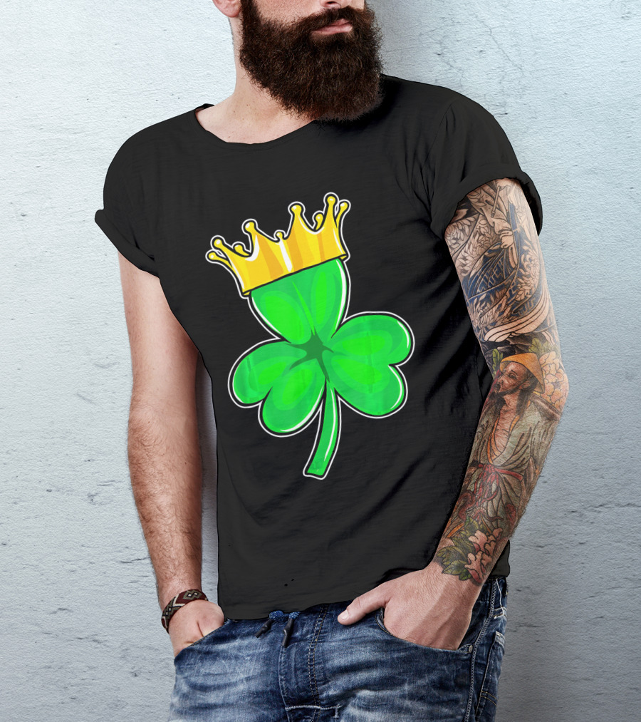 Four Leaf Clover King With Crown Of Luck T-Shirt