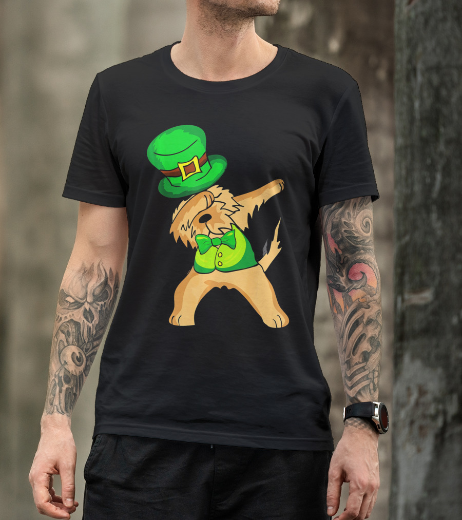 Dabbing Leprechaun Kids Irish Terrier St. Patrick's Day Dog Bow Tie T-Shirt