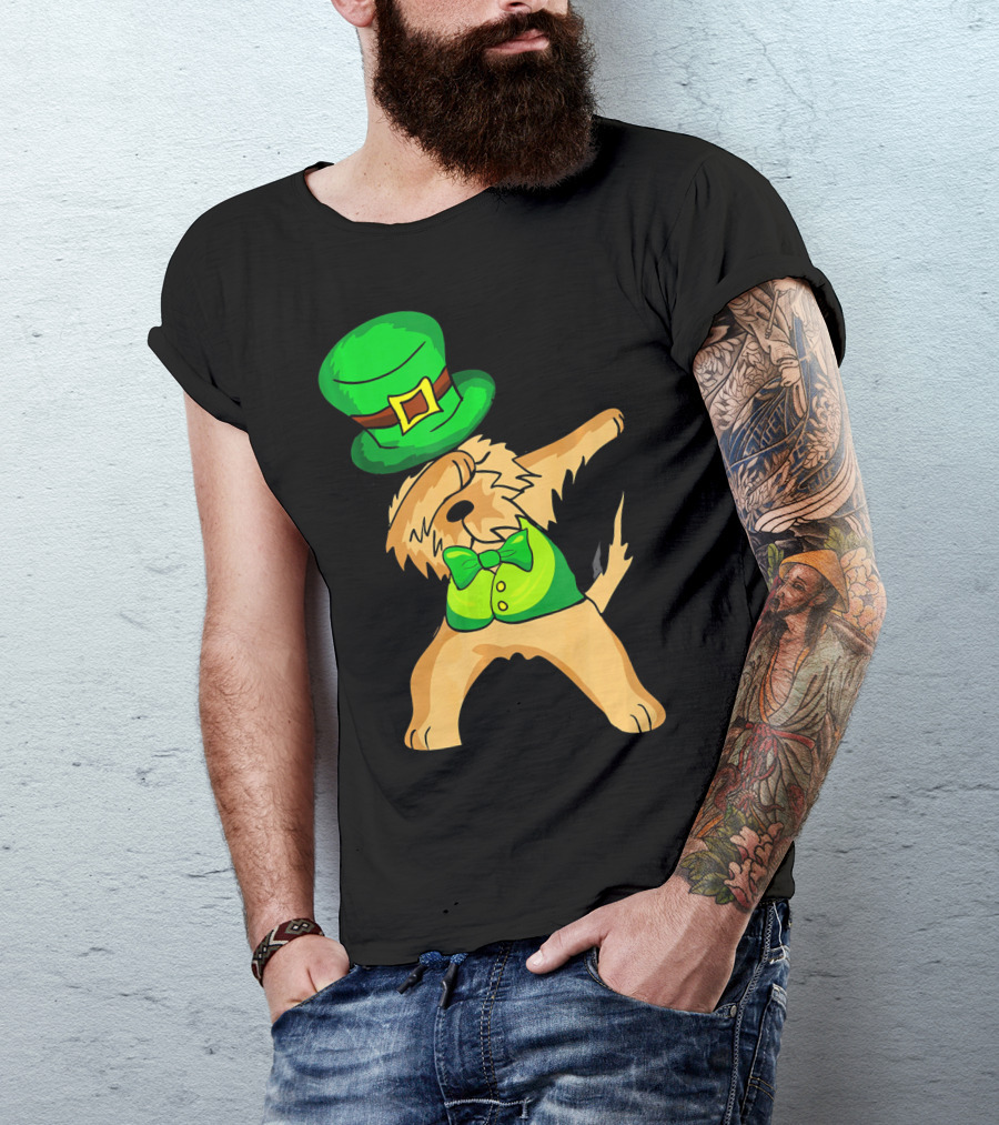 Dabbing Leprechaun Kids Irish Terrier St. Patrick's Day Dog Bow Tie T-Shirt