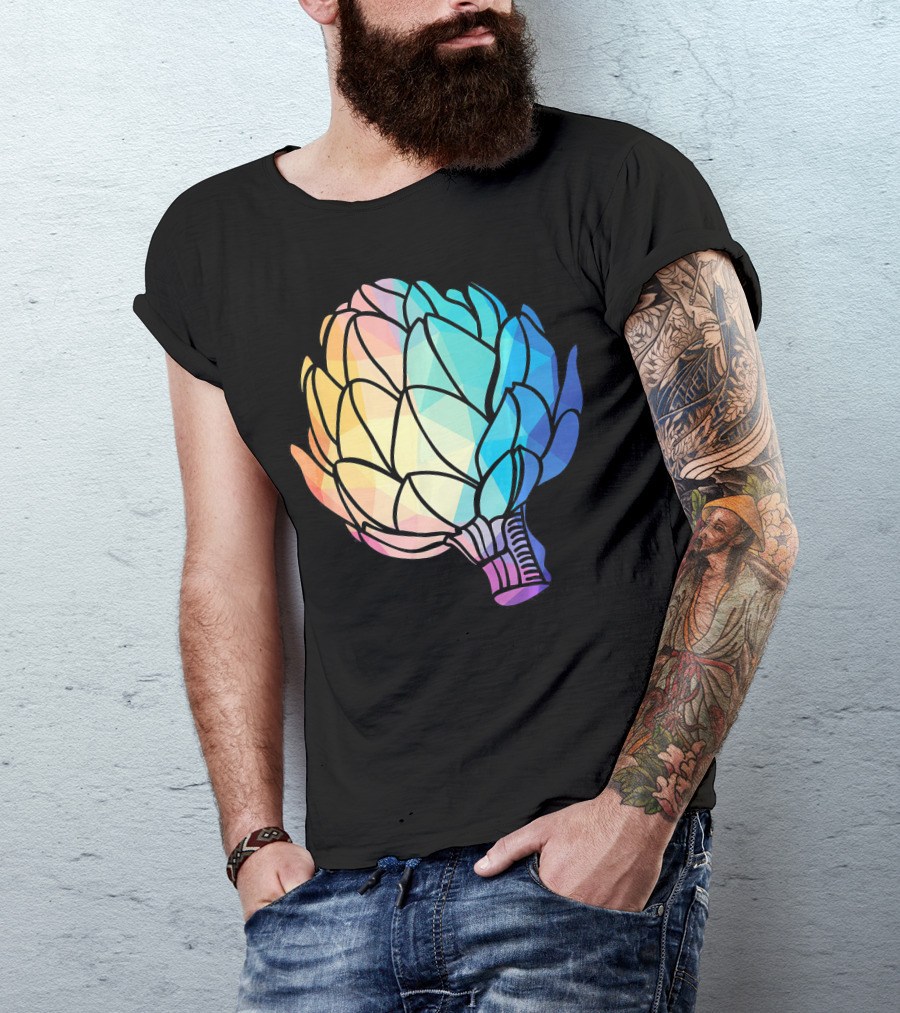 Low Poly Artichoke Vegetarian Rainbow Geometric T-Shirt