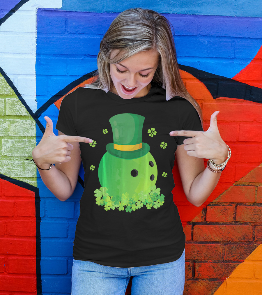 Bowling Leprechaun Hat Clover Luck T-Shirt