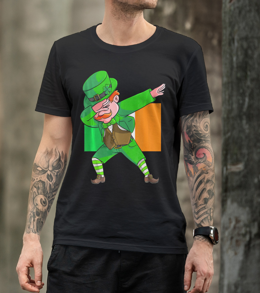Dabbing Leprechaun Ireland Flag St. Patrick's Day Fun T-Shirt