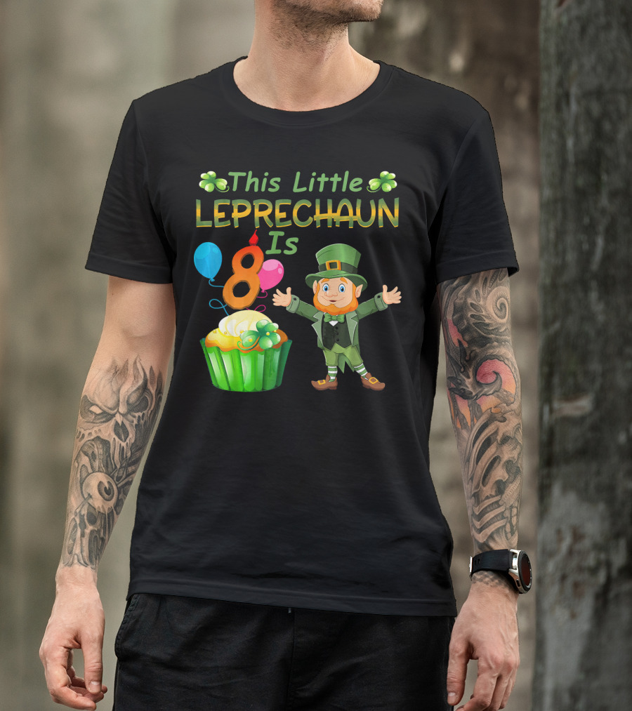 This Little Leprechaun Is 8 Birthday Cupcake Balloons T-Shirt