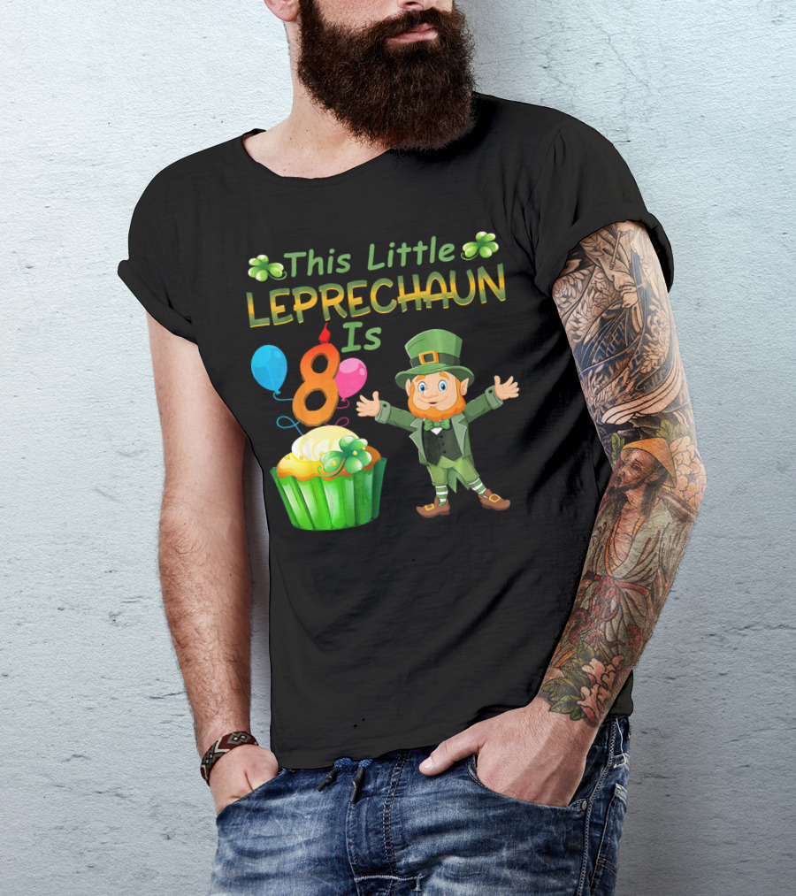 This Little Leprechaun Is 8 Birthday Cupcake Balloons T-Shirt